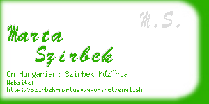 marta szirbek business card